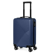 Twill Stripe Luggage Travel Sliding Wheels 20" BLUE