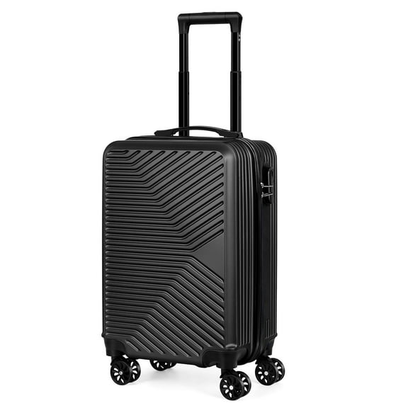 Twill Stripe Luggage Travel Sliding Wheels 20" Black