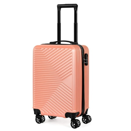 Twill Stripe Luggage Travel Sliding Wheels 20" Rose Gold