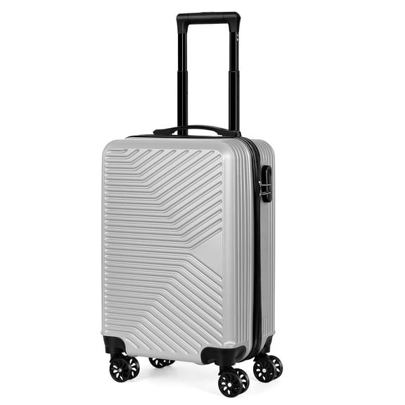 Twill Stripe Luggage Travel Sliding Wheels 20" Silver
