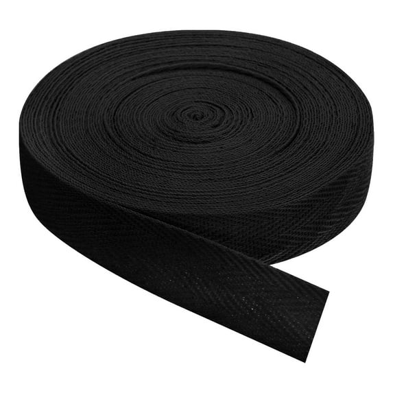 Twill Tape, 1Pack 11 Yard x 20mm - Cotton Fabric Ribbon, Roll Herringbone Tape for Clothing, Bags (Black)