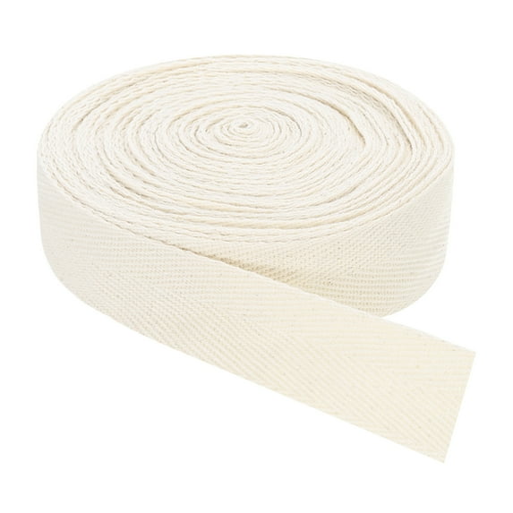 Twill Tape, 1Pack 11 Yard x 30mm - Cotton Fabric Ribbon, Roll Herringbone Tape for Clothing, Bags (Beige White)