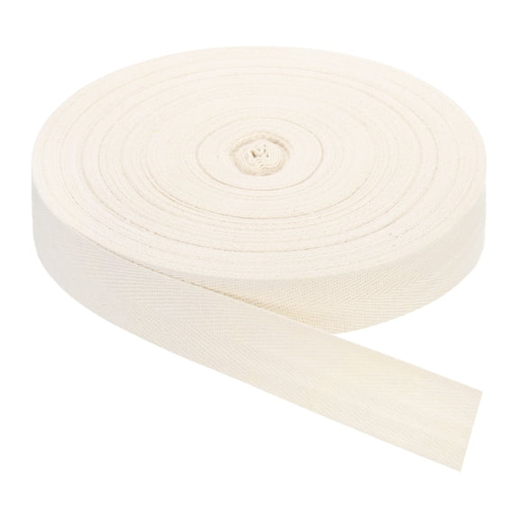 Twill Tape, 1Pack 45 Yard x 30mm - Cotton Fabric Ribbon, Roll Herringbone Tape for Clothing, Bags (Beige White)
