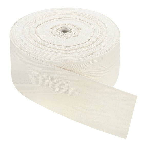Twill Tape, 1Pack 45 Yard x 90mm - Cotton Fabric Ribbon, Roll Herringbone Tape for Clothing, Bags (Beige White)