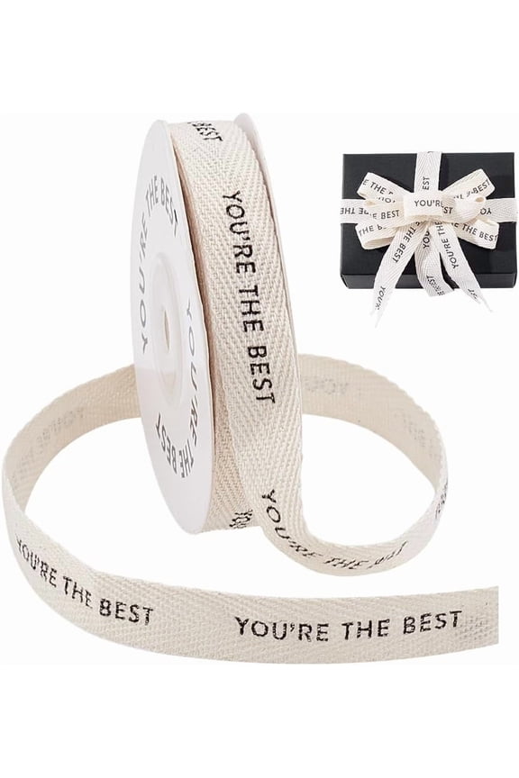 Twill Tape Ribbon 5/8 Inch x 10 Yard Herringbone Imprinted with You're The Best Craft Striped for Gift Wrapping Birthday Wedding Valentines Ribbons Floral Decoration
