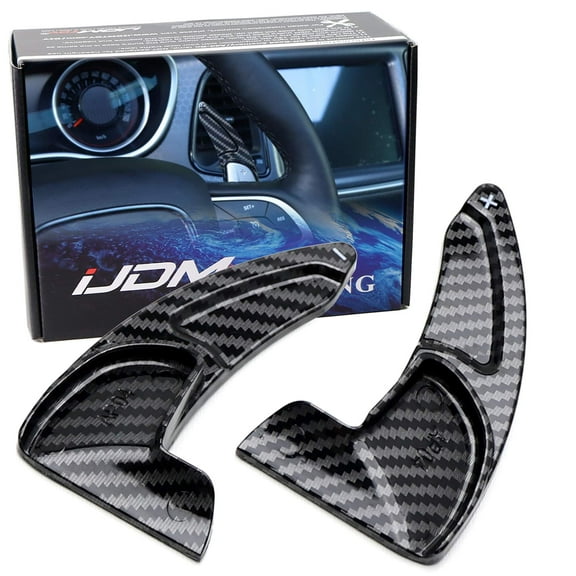 Twill-Weave Carbon Fiber Pattern Style Larger Paddle Shifter Extensions For Dodge Challenger Charger Durango, Grand Cherokee, 300/300C
