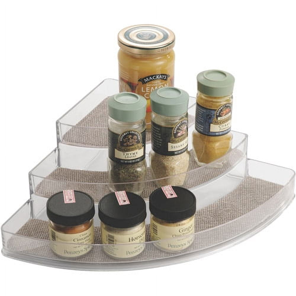 Twillo Plastic Spice Rack, Corner Organizer for Storage, 10" x 14" x 4", Clear