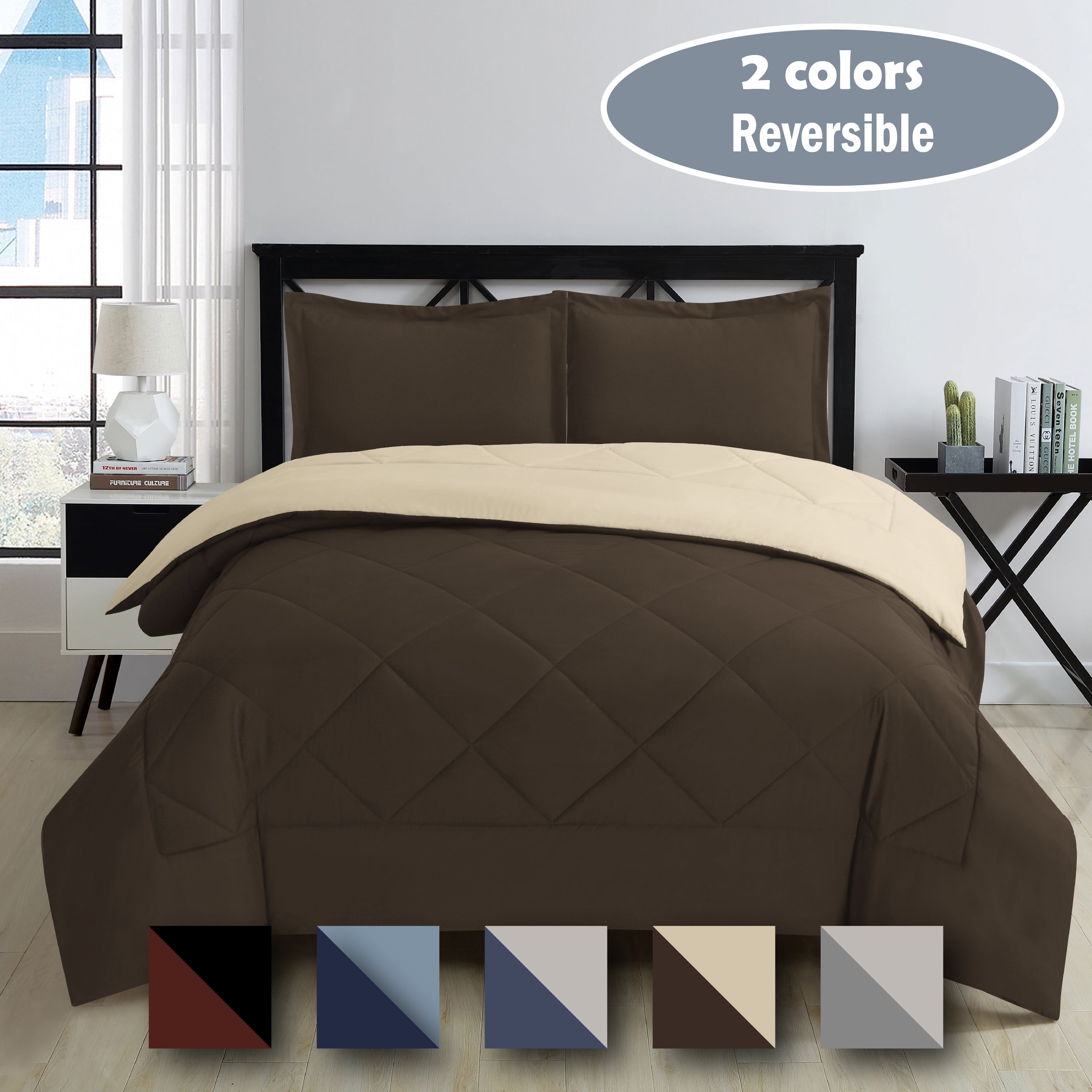 Twin Chocolate and Cream Reversible Microfiber Comforter Set