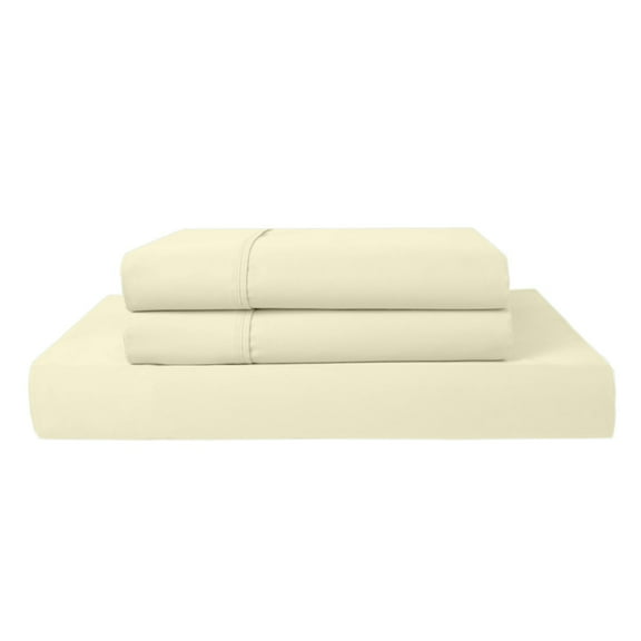 Twin 3-PC (1 Fitted + 2 Pillowcases) Pure Organic Bed Sheet Set 1000-Thread Count, 18" Deep Pockets - Ivory