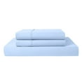thumbnail image 1 of Twin 3-PC (1 Fitted + 2 Pillowcases) Pure Organic Bed Sheet Set 1000-Thread Count, 18" Deep Pockets - Light Blue, 1 of 6