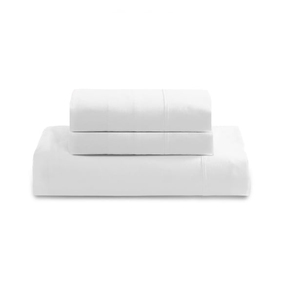 Twin 3-PC (1 Fitted + 2 Pillowcases) Pure Percale Organic Cotton Bed Sheet Set 800-Thread Count, 12" Deep Pockets - White Percale