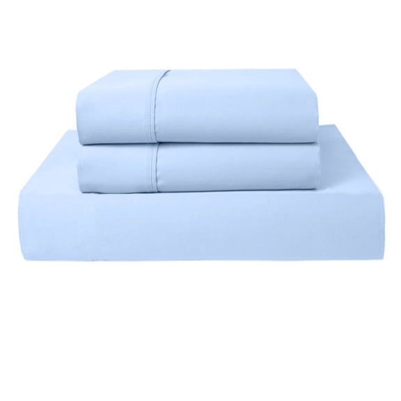 PRATYUX Twin 3-PC (1 Fitted + 2 Pillowcases) Set 600-TC Egyptian, 12" Deep - Light Blue