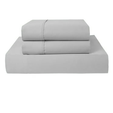 PRATYUX Twin 3-PC (1 Fitted + 2 Pillowcases) Set 600-TC Egyptian, 30" Deep - Light Grey