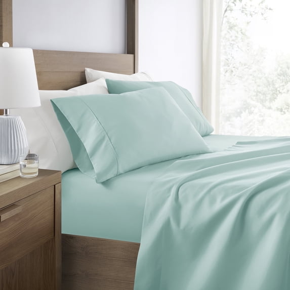 Wrinkle Resistant Super Soft Bed Sheets Set, Twin 3-Piece Solid in Aqua Blue by Comfort Canopy