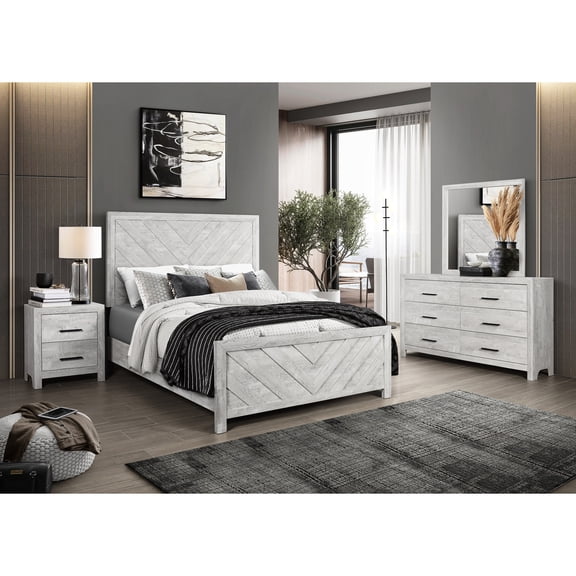 Twin 4pc Bedroom In Gray - Sophisticated Modern With Bed, Nightstand, Dresser & Mirror Including Twin-size 2 6 And