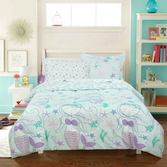 Twin 5-Piece Comforter Set, Kids Mix Mermaid Bed-in-a-Bag
