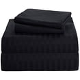thumbnail image 1 of Twin 6 PC Bed Sheet Set - 600 Thread Count Pure Egyptian Quality Cotton 6 Piece (Sheet Set & Extra Pillow Cases) Twin Size Fit Up 15" Inch to 18" Inch Deep Pocket Black Stripe Color, 1 of 4