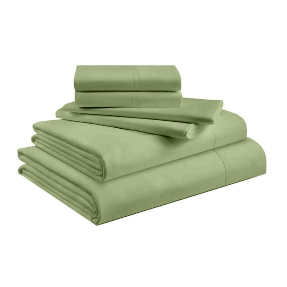 Twin 6-Piece Sheet Set 1000-Thread Count 100% Pure Organic Cotton, 21" Deep Pockets (1 Flat, 1 Fitted, 4 Pillowcases) - Sage