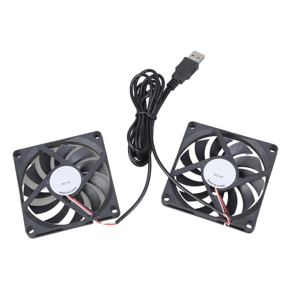 Twin 80mm High-Airflow Ventilation Fans 5VDC 0.21A With 95cm Cable For Electronics Cooling Systems