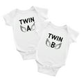 thumbnail image 1 of Twin A & Twin B White Baby Short Sleeve Twin Baby Bodysuit (White, 18-24M), 1 of 5