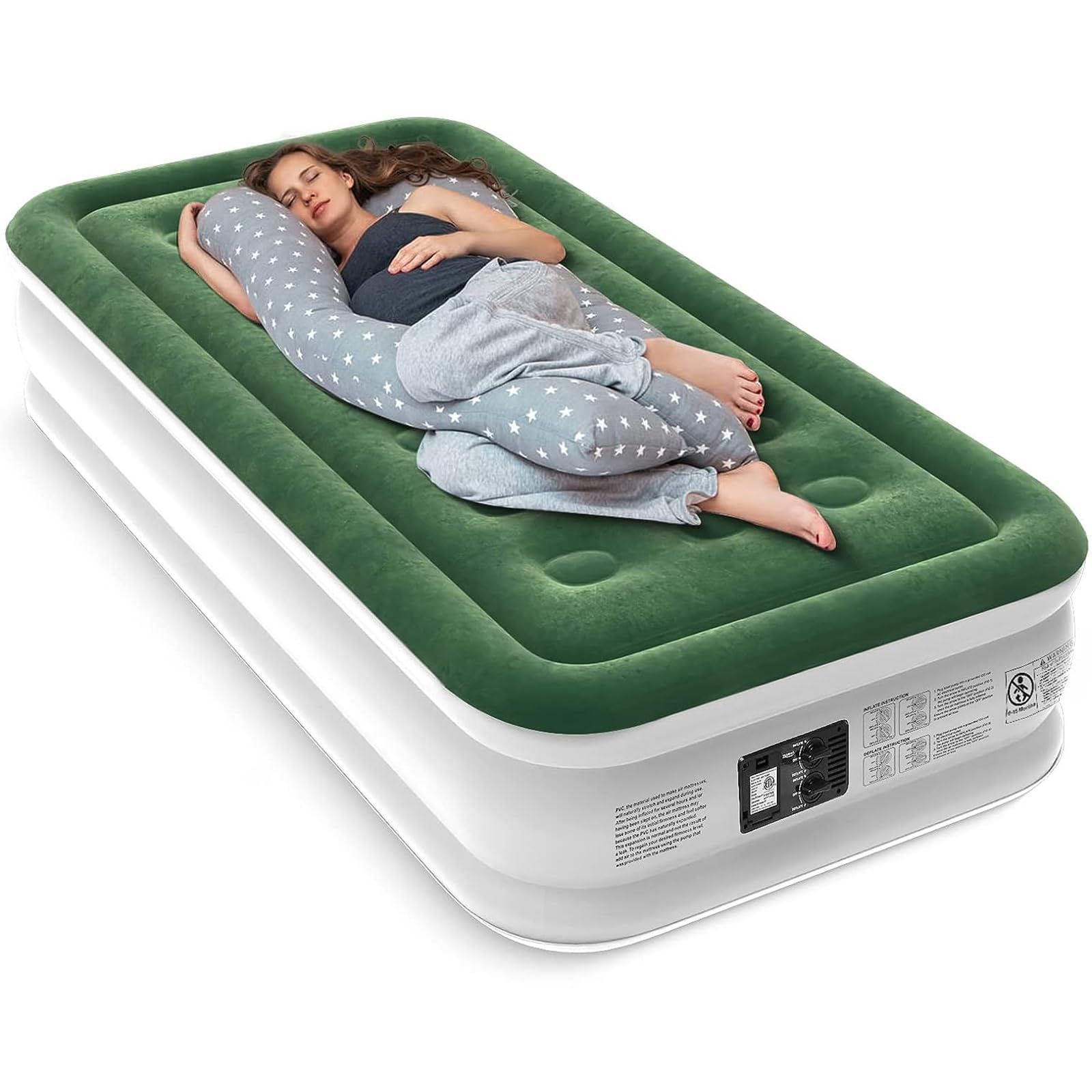 Twin Air Mattress with Built Pump, 16" Durable Blow Up Mattress Airbed
