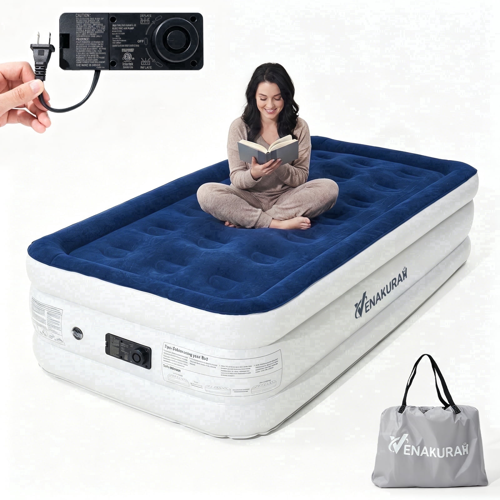 Intex Dura Beam Plus Deluxe Airbed King 2 Pack with Built-In Pump