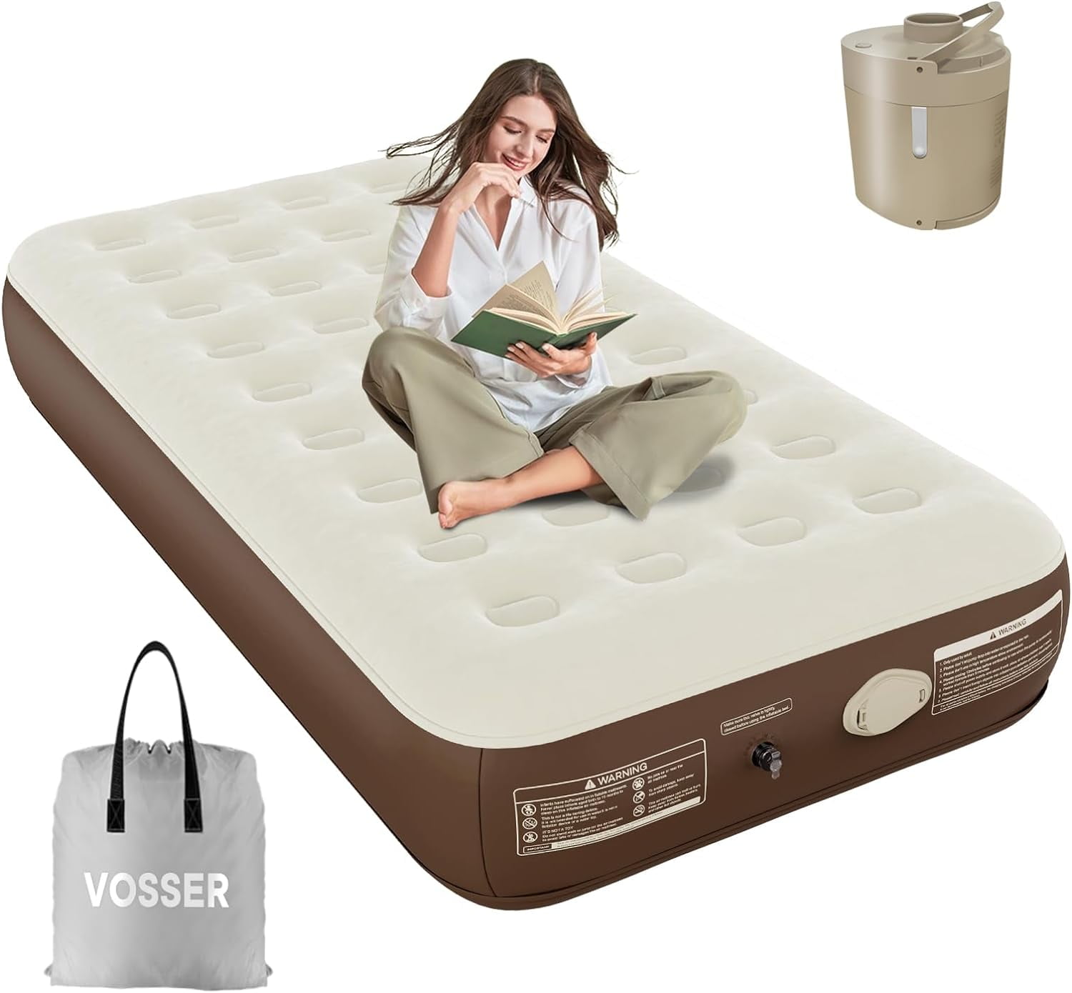 Twin Air Mattress with Built in Pump, 3Mins Inflatable Mattress with
