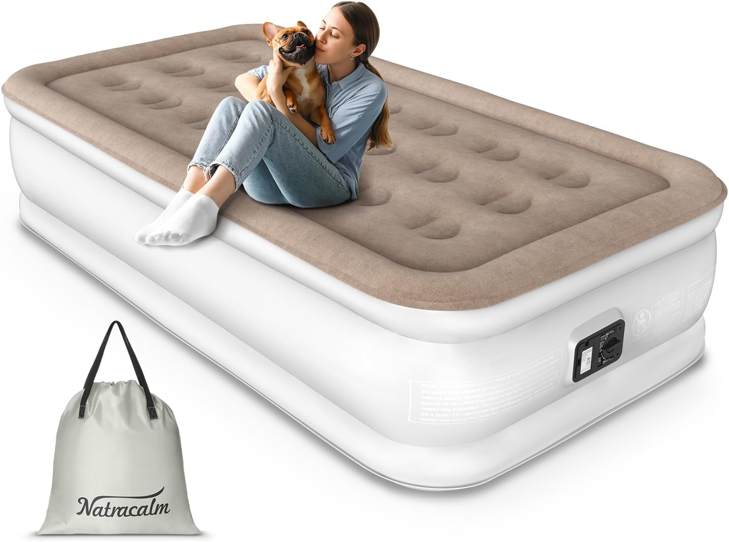 Twin Air Mattress with Built in Pump, Blow up Mattress in Fast Self