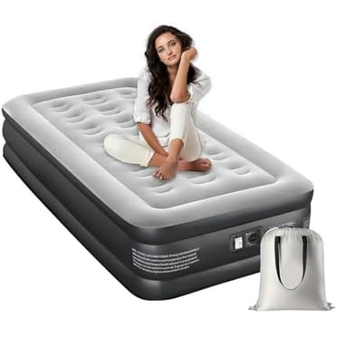 Twin Air Mattress Full with Built in Pump, 18" 2 Mins Self-Inflating Blow Up Mattress, 550 Lbs Max Inflatable Mattress with Storage Bag, Portable Bed for Camping/Home/Guest/Travel