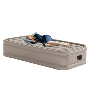 Twin Air Mattress with Built in Pump,Inflatable High Portable,Blow Up Air Bed for Home,Travel and Guest(Khaki)