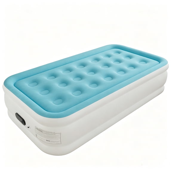 Twin Air Mattress with Built in Pump,Inflatable High Portable,Blow Up Air Bed for Home,Travel and Guest(Sky Blue)