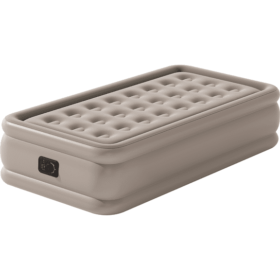 Twin Air Mattress with Built-in Pump - 18" Extra Thick Inflatable Bed for Camping & Home,Khaki,3-Min Self Inflating with Carrying Bag.