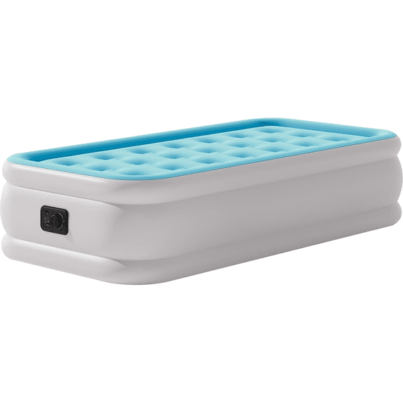 Twin Air Mattress with Built-in Pump - 18" Extra Thick Inflatable Bed for Camping & Home,Light Blue,3-Min Self Inflating with Carrying Bag.