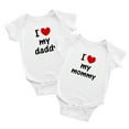 thumbnail image 1 of Twin Baby Clothes I Love My Daddy Mommy Newborn Boys Girls Romper (White, 12-18M), 1 of 5
