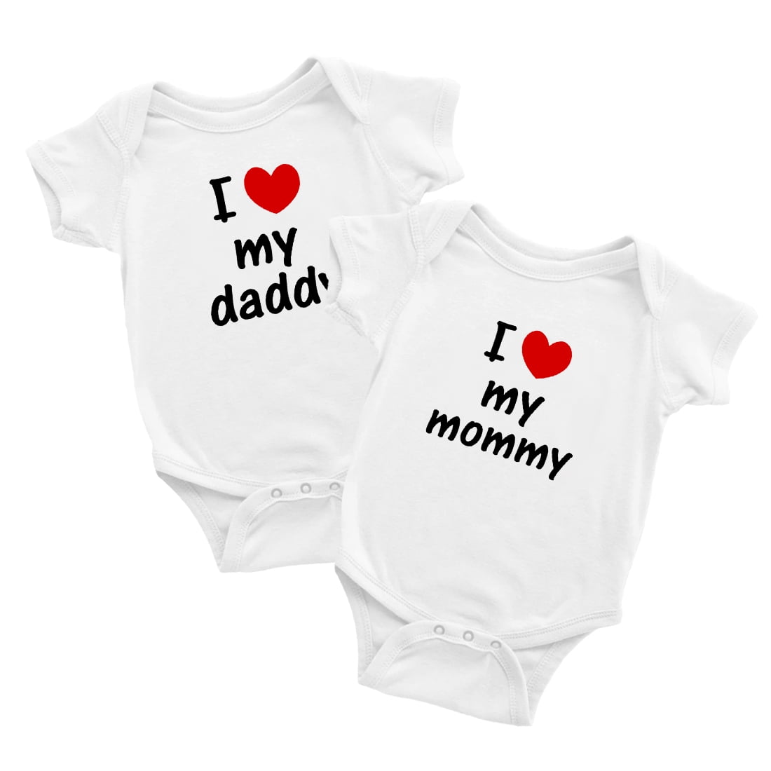 Twin Baby Clothes I Love My Daddy Mommy Newborn Boys Girls Romper (White, 18-24M)