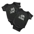 thumbnail image 1 of Twin Baby Newborn Baby Bodysuit Big Little Big Sister Infant Jumpsuit (Black, 0-3M), 1 of 5