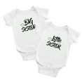 thumbnail image 1 of Twin Baby Newborn Baby Bodysuit Big Little Big Sister Infant Jumpsuit (White, 18-24M), 1 of 5