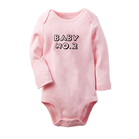 Twin Baby No.2 Novelty Rompers, Newborn Baby Unisex Bodysuits, Infant Jumpsuits, Toddler 0-12 Months Kids Long Sleeves Oufits (Pink, 0-6 Months)