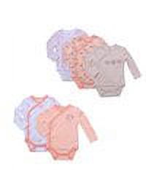 Twin Baby Outfits for Girls Side Snap Onesies 6 pc Bodysuit Clothes Orange 6-9 Months