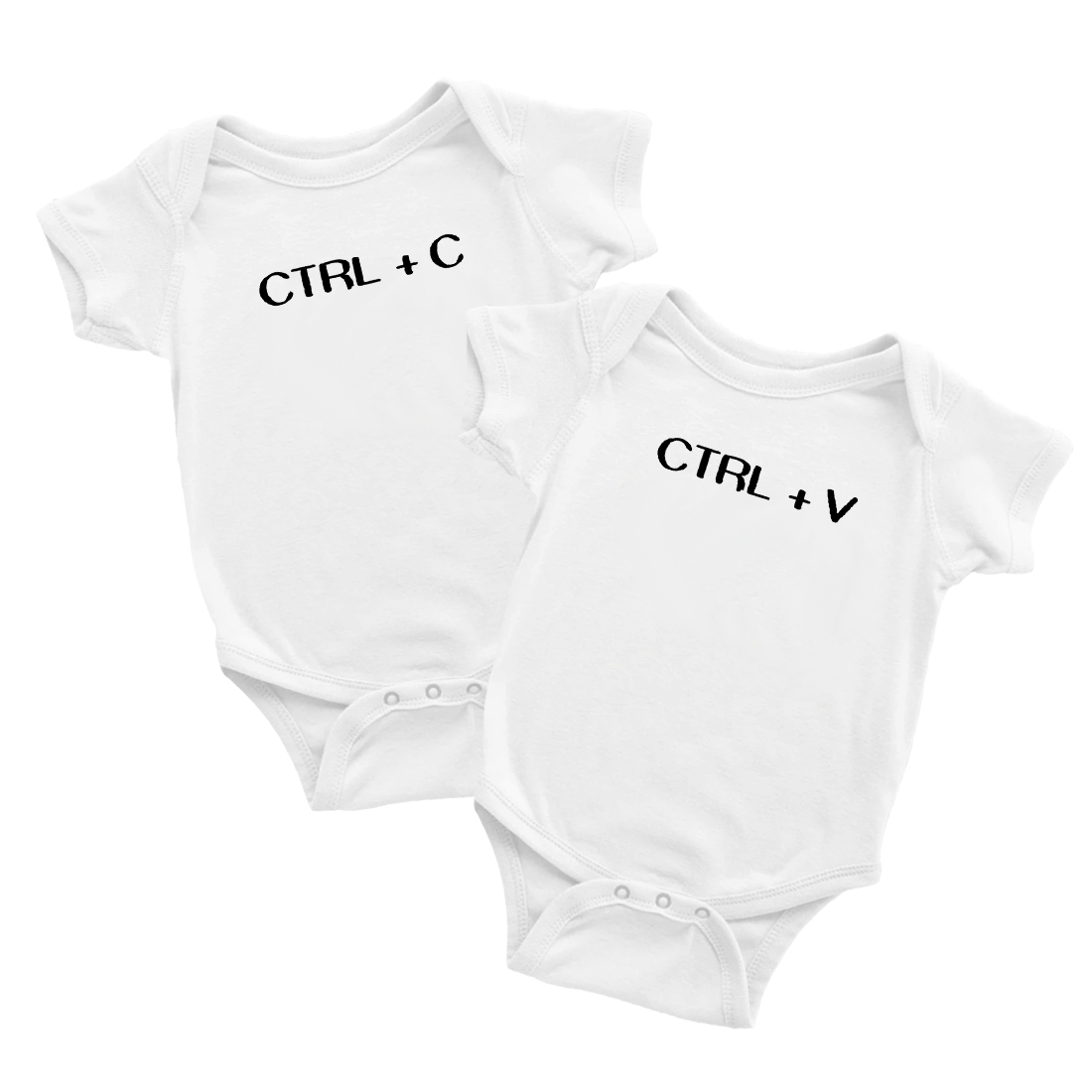 Twin Babys Funny Ctrl + C Ctrl + V Printed Infant Baby Cotton Bodysuits (White, 0-3M) - image 1 of 5