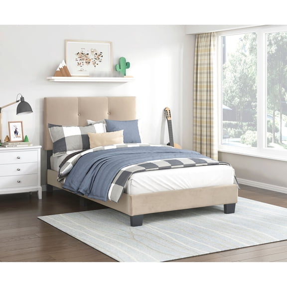 Twin Bed | Adjustable Headboard, Easy Assembly | Bedroom