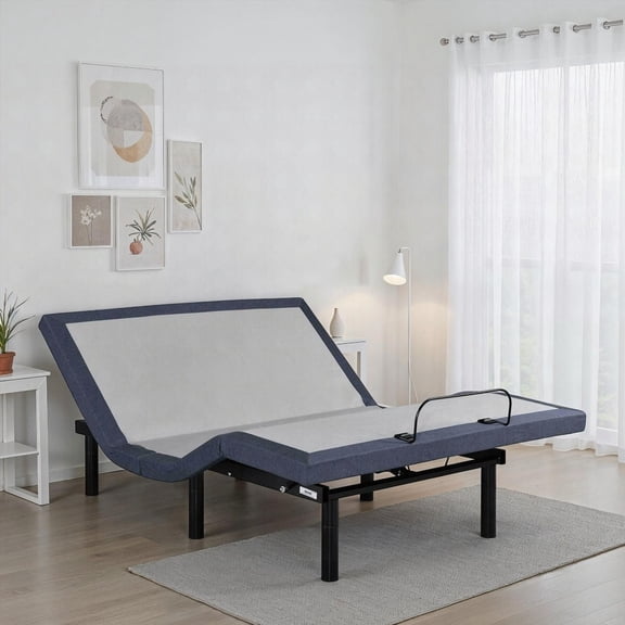 Twin Size Metal Platform Bed Base with Adjustable Head and Foot Positions, No Box Spring, Gray for Bedroom