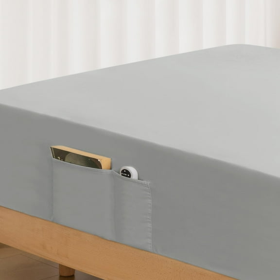 Twin Size Fitted Sheet with Storage Pocket, 1800 Thread Count Microfiber, Super Soft Deep Pocket Sheet, Resistant to Wrinkles Fading Shrinking, Gray