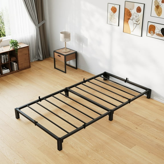 Twin Bed Frame, 6" High Platform Bed Frame, with Storage Space, Heavy Duty Metal Platform Bed Frame, No Screws Needed, No Box Spring Needed, 800 Lbs Capacity