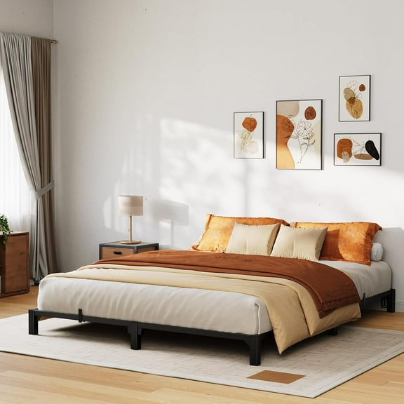 Twin Bed Frame, 8" High Platform Bed Frame, with Storage Space, Heavy Duty Metal Platform Bed Frame, No Screws Needed, No Box Spring Needed, 800 Lbs Capacity