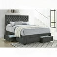 thumbnail image 1 of Full Size Upholstered Storage Bed with Asian Hardwood and Grey Fabric for Bedroom, 1 of 5