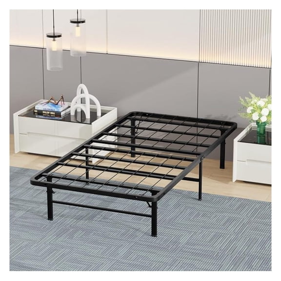 Twin Bed Frame Metal Platform Bed Frame Twin Size 14 Inch Mattress Foundation Box Spring Replacement Heavy Duty Steel Slat Easy Assembly Noise-Free,Black