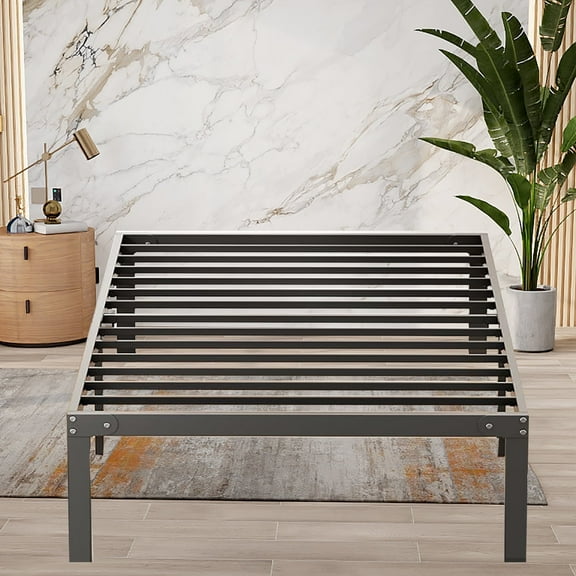 Twin Bed Frame with Headboard Metal Platform Bed Frame No Box Spring Needed Non-Slip Design Twin Size Easy Assembly Black