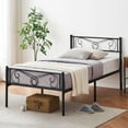 thumbnail image 1 of Twin Bed Frame Platform with Headboard and Footboard, Metal Bed with Storage Space, Mattress Foundation, No Box Spring Needed, Easy Assembly, Black (Twin), 1 of 9