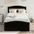 thumbnail image 1 of Twin Bed Frame with Storage Drawer, UHOMEPRO Solid Pine Wood Bed Frame with Headboard and Footboard, Modern Bed Furniture for Bedroom, Holds 275 lb, No Box Spring Needed, Espresso, 1 of 15
